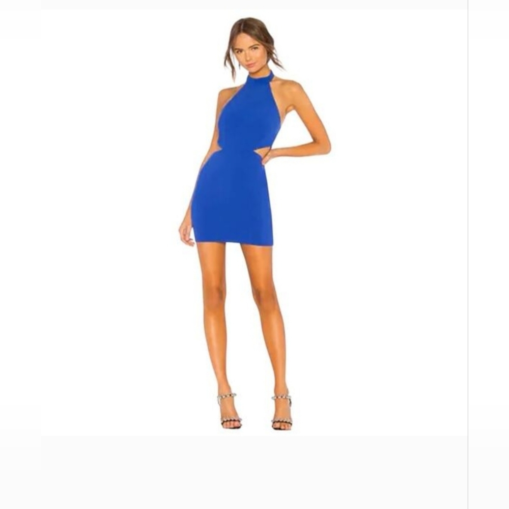 Revolve NDB Mia Mock Neck Cut Out Halter Dress